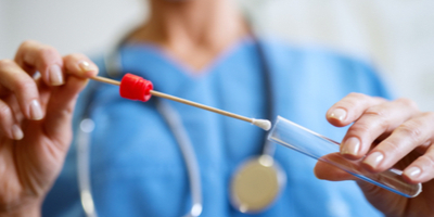 nurse collecting swab test