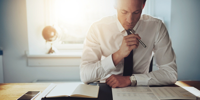 paralegal working on office paperwork