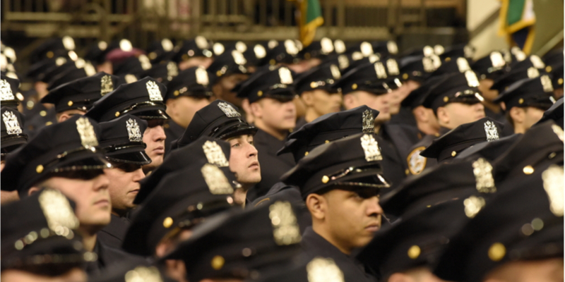 Large group of policemen